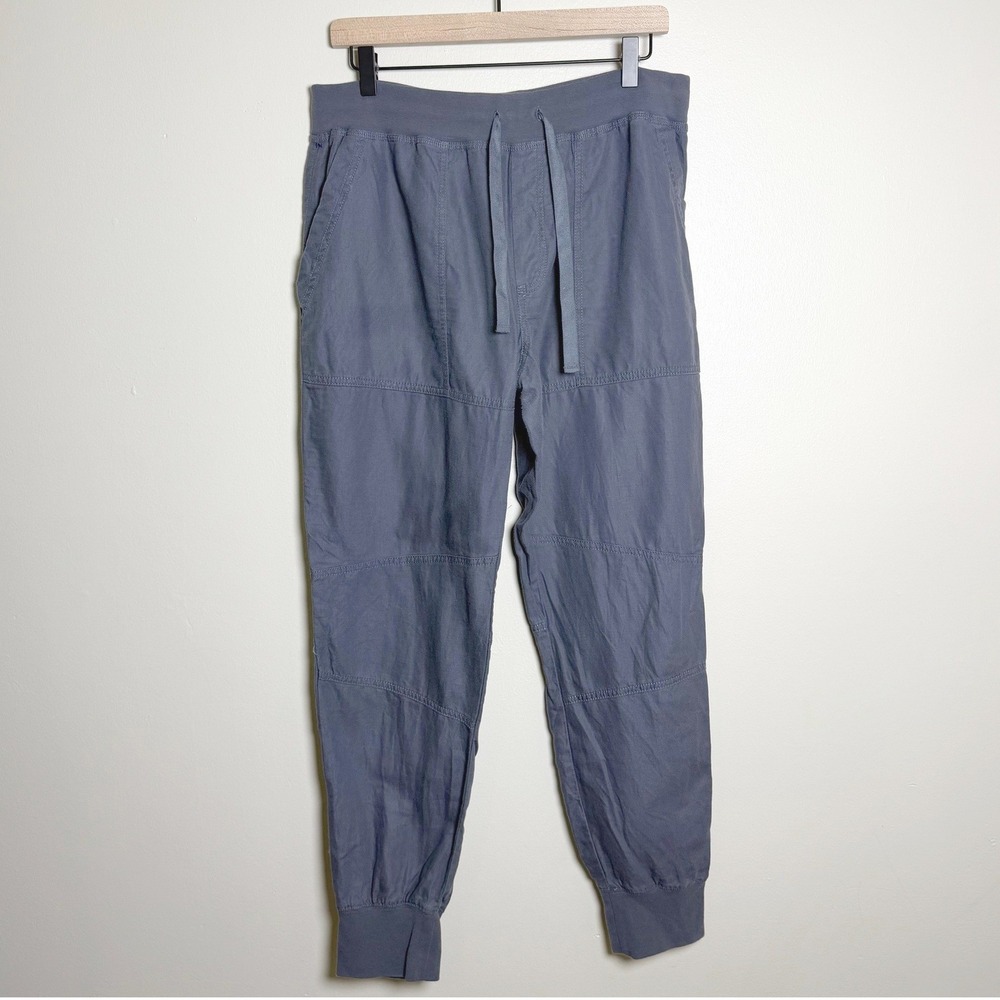 Tna Aritzia Linen Cotton Blend Joggers Blue Grey Drawstring Pants Large Casual